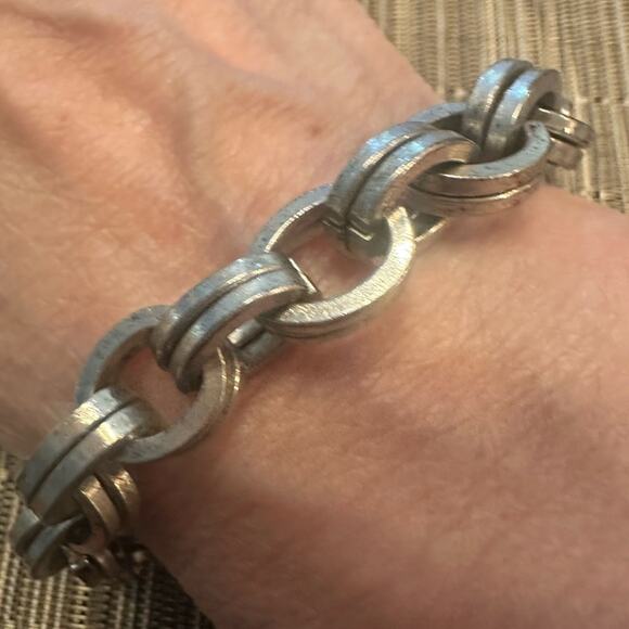 Chunky Heavy Unisex Bracelet Silver tone link  Boho Bohemian Festivalwear - Picture 2 of 10